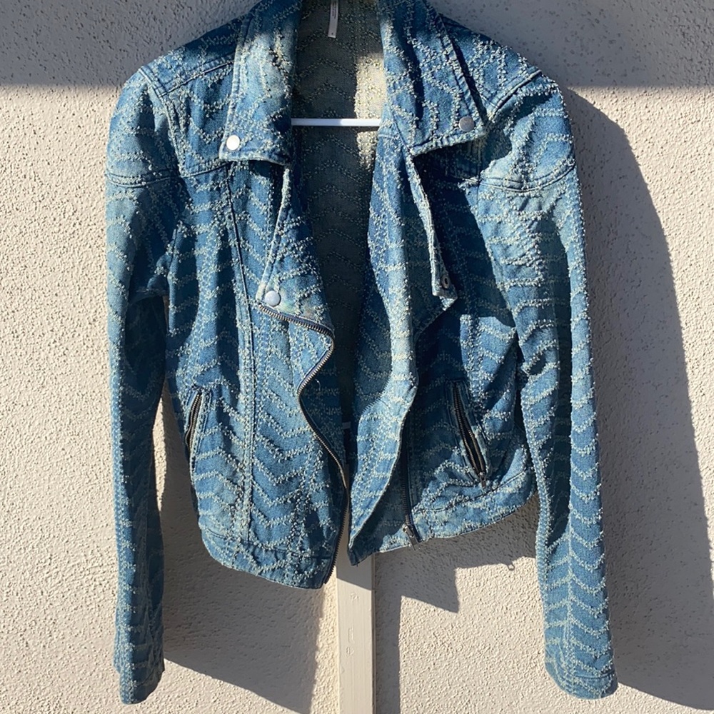 Free People Denim Biker Jacket